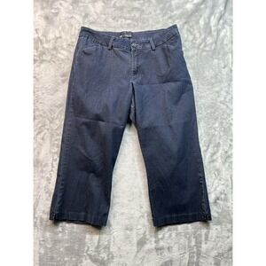 Lee Womens Plus Sz 18 Blue Jeans Capris Dark Curvy Fit Stretch Mid Rise Summer